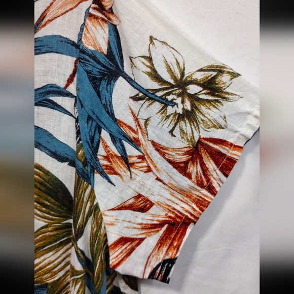 C&C California Tropical Print Linen Shirt Women's XL  Multicolor Floral Beach - Picture 3 of 7